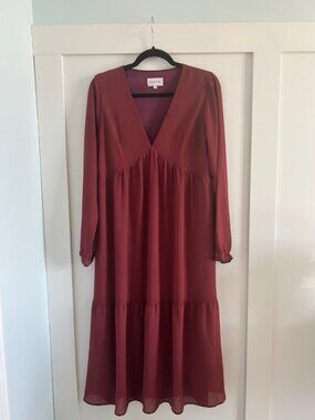 Park & Fifth Melrose Midi Dress in Burgundy - Size M